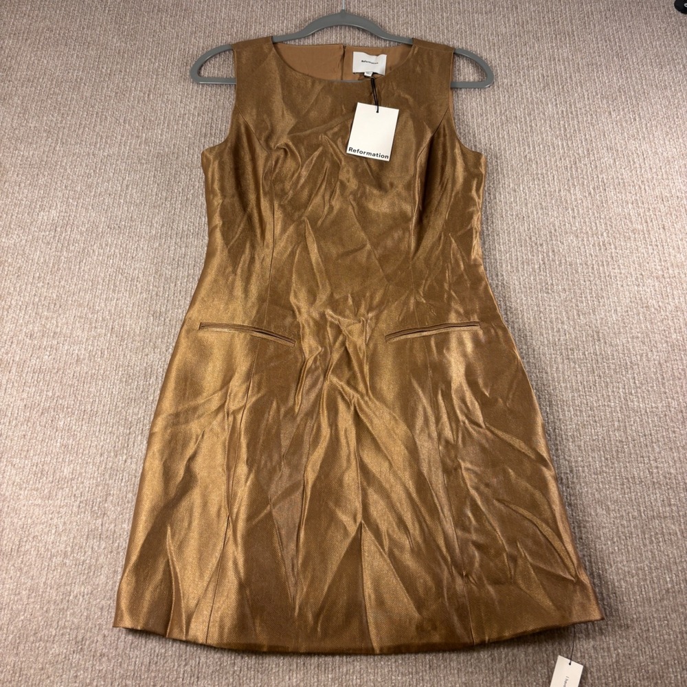 Reformation Bronze Viscose Citron Sleeveless Mini Dress Women's Size 4 NWT